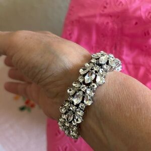 Silver Tone Floral Cluster Bracelet - Elegant Women's Jewelry